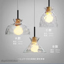 Japanese style LED pendant lamp in wood and glass, decorative lighting