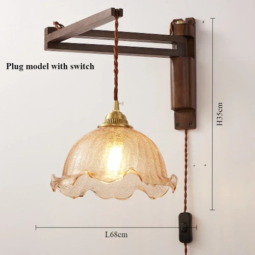 Modern walnut wood lamp with decorative LED light - vue 14 sur 21