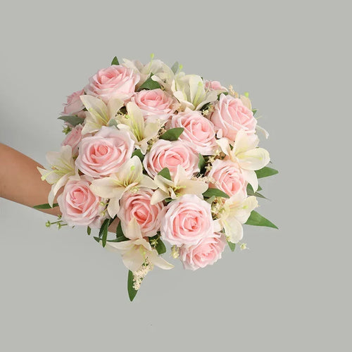 Wedding decoration bouquet with artificial lilies and scented roses for garden - vue 2 sur 11