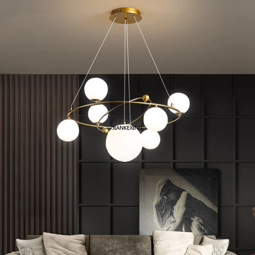 Minimalist glass LED pendant for interior decoration - vue 2 sur 9