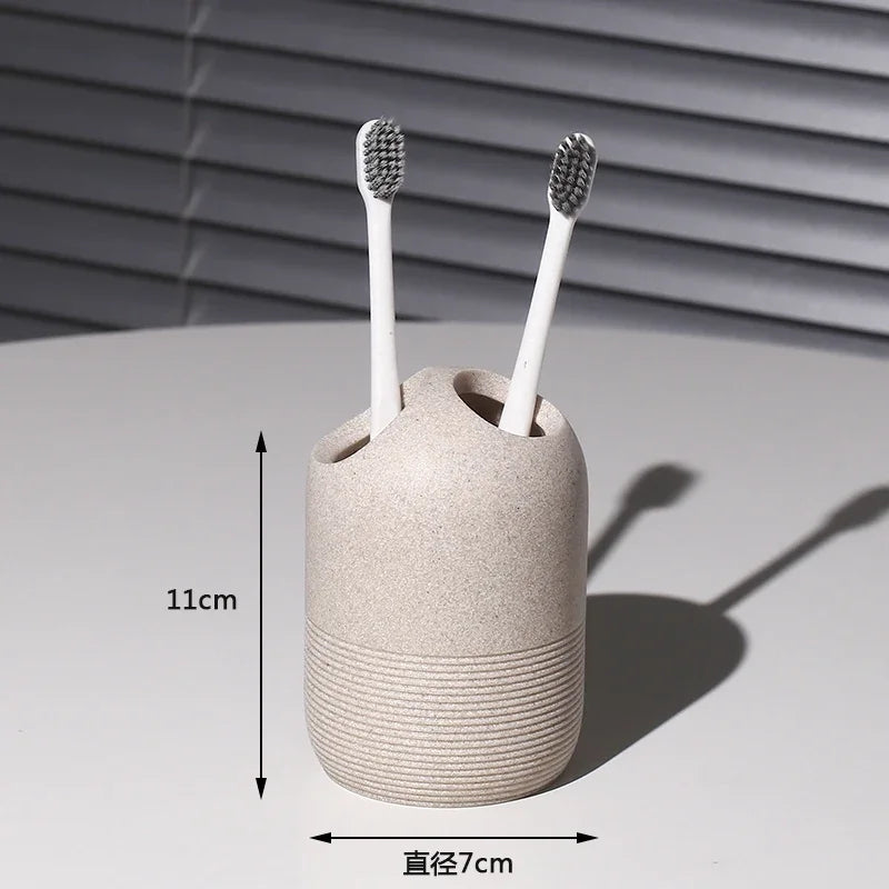 modern bathroom accessory set made of sand and gravel - vue 11 sur 18