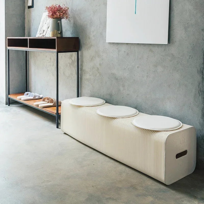 Creative and Environmentally Friendly Folding Retractable Low Stool, Fashionable Bench, Home and Restaurant, Paper Folding Chair - vue 22 sur 22