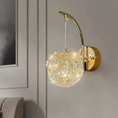 Nordic designer decorative crystal ball wall light - vue 3 sur 8