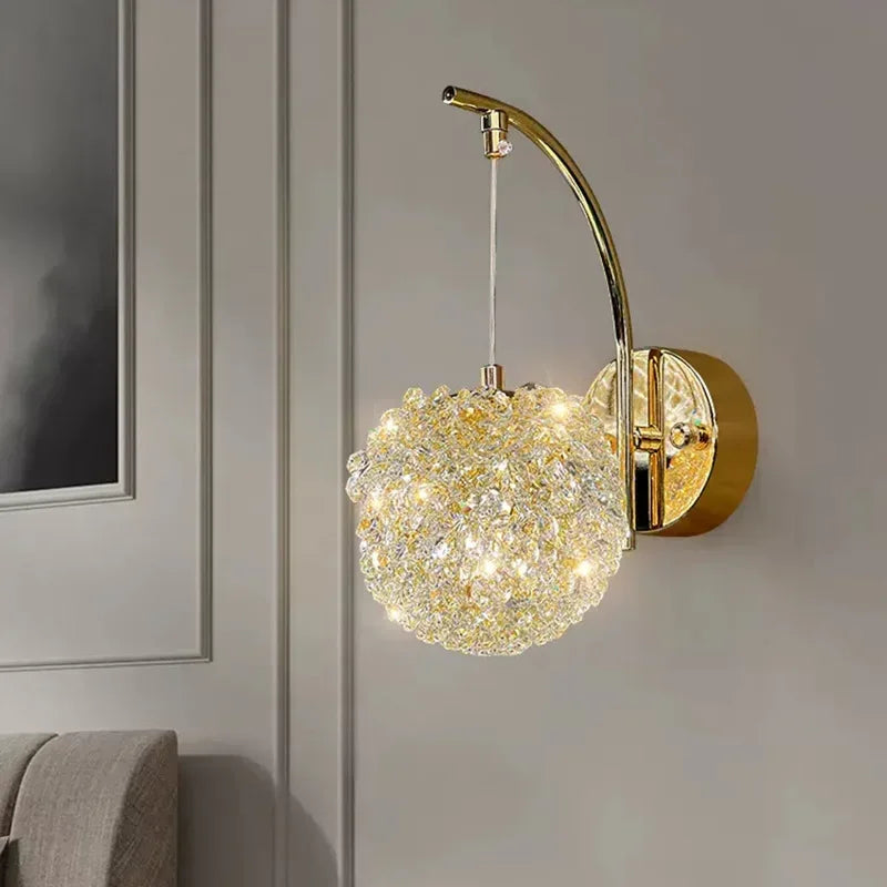 Nordic designer decorative crystal ball wall light - vue 2 sur 8