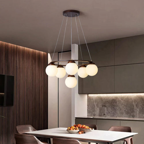 Modern wood and glass pendant light for interiors 2024 - vue 5 sur 13