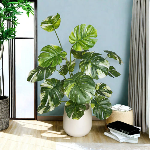 Artificial monstera plant with realistic leaves for indoor decoration - vue 5 sur 29