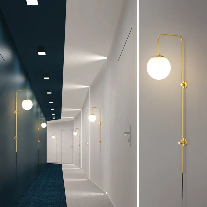 Modern and elegant brass indoor wall light