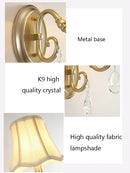 Crystal and fabric wall light in American country style for hotel