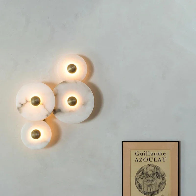 Gold metal and natural marble LED wall light for modern lighting