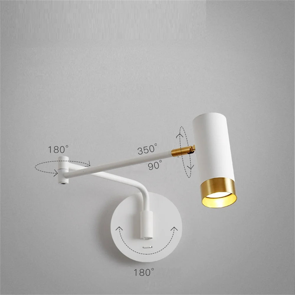 Modern swivel LED wall light with flexible switch - vue 5 sur 8