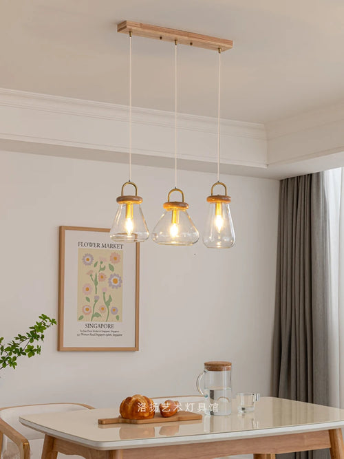 Clear glass art deco style pendant light for indoor lighting - vue 4 sur 11
