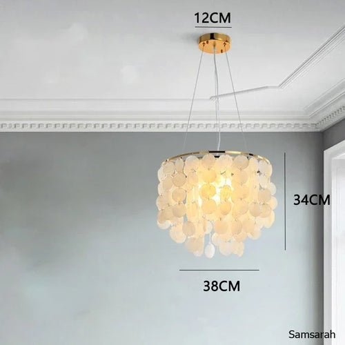 Nordic shell chandelier with LED light - vue 14 sur 17