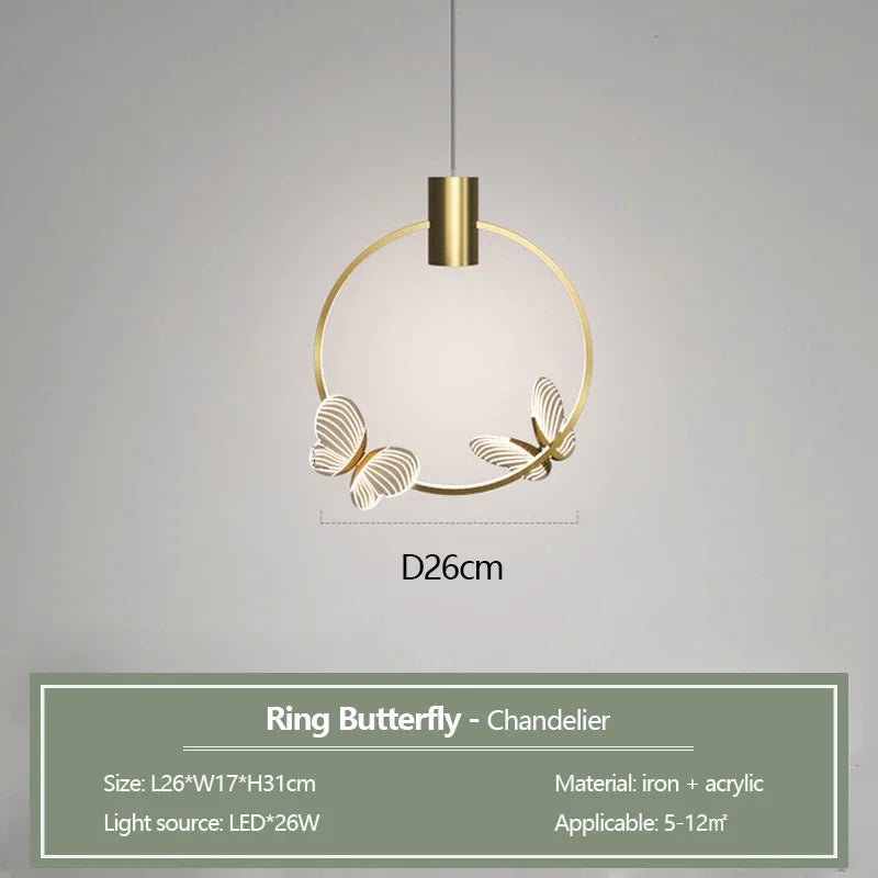 Nordic transparent butterfly LED chandelier