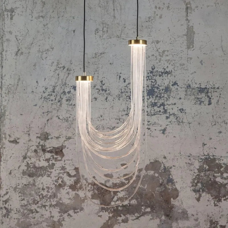 Transparent acrylic LED pendant light with adjustable wire