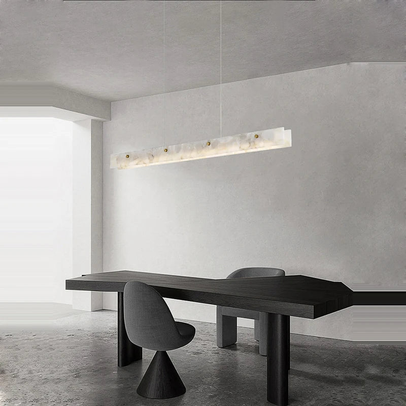 Dimmable marble and stainless steel LED chandelier for indoor lighting