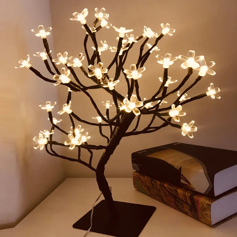 Nordic crystal LED cherry blossom table lamp night light