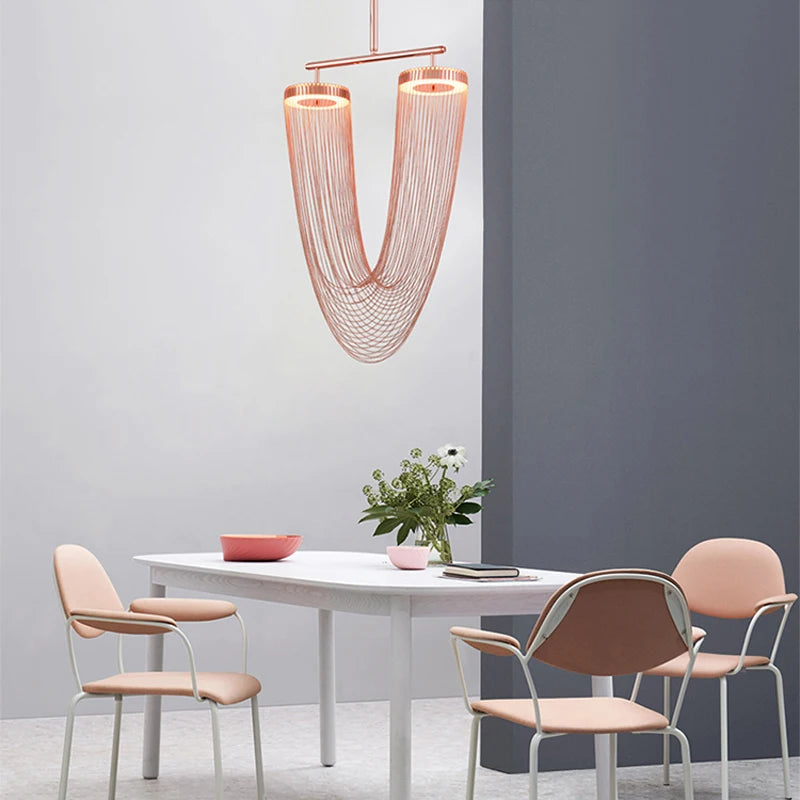 Artistic LED chrome aluminium dimmable chandelier - vue 6 sur 21