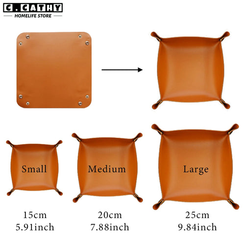 Foldable leather tray for storage and decoration - vue 3 sur 13