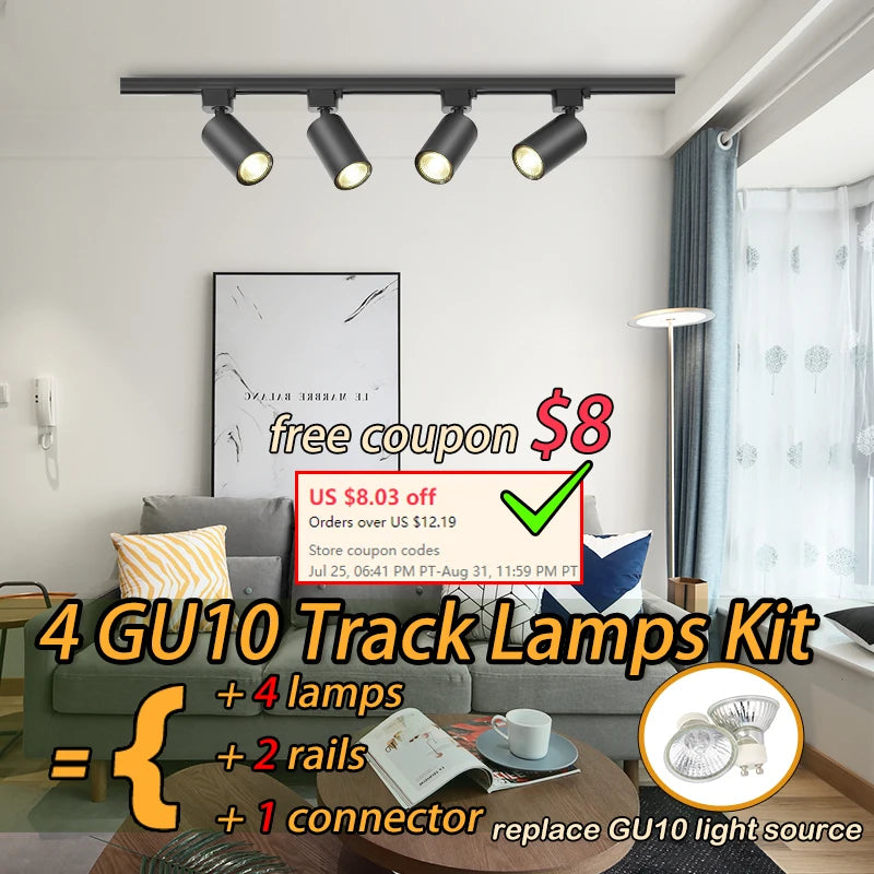 Dimmable track lighting kit for interior decoration