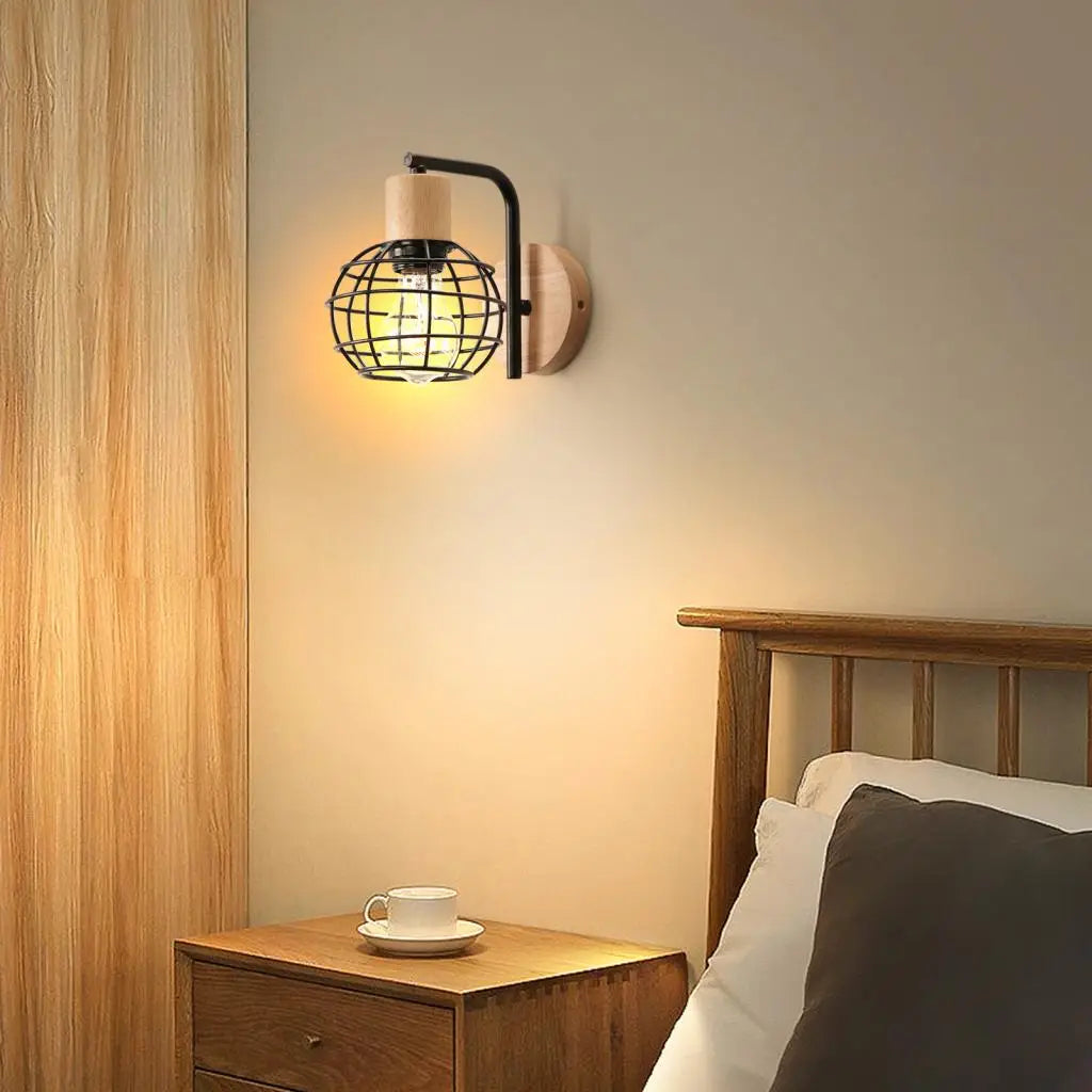 vintage industrial wall light cage metal lampshade retro style - vue 3 sur 14