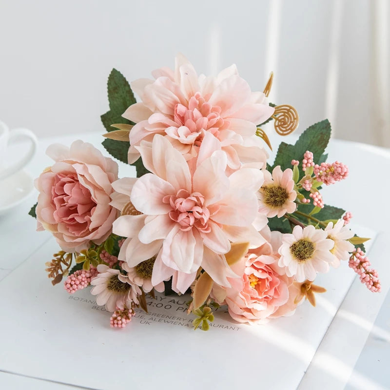 Artificial dahlia, rose and daisy flower for party and wedding decoration
