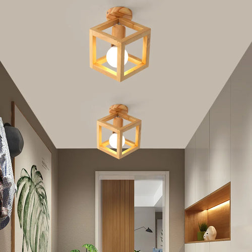 Nordic wood ceiling light for hallway, entrance, balcony, corridor or cloakroom – LED, 3 colour temperatures - vue 4 sur 14