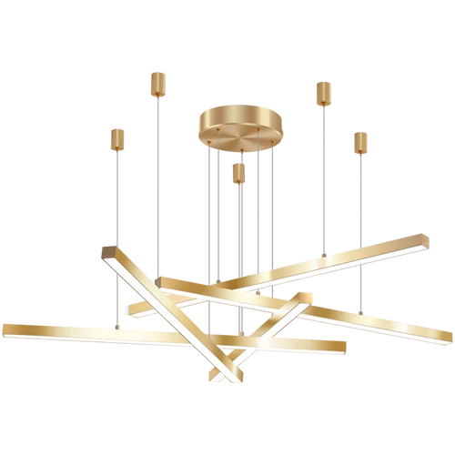Copper pendant light with gold band for interior decoration - vue 3 sur 14