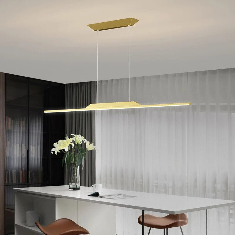 Nordic linear pendant light for kitchen island or bar lighting - vue 3 sur 12