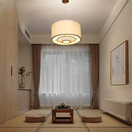 Japanese-style bamboo chandelier for a zen interior - vue 5 sur 12