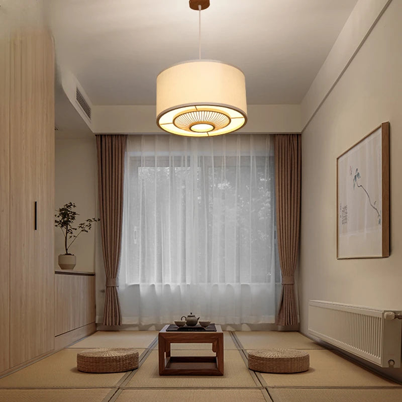 Japanese-style bamboo chandelier for a zen interior - vue 4 sur 12