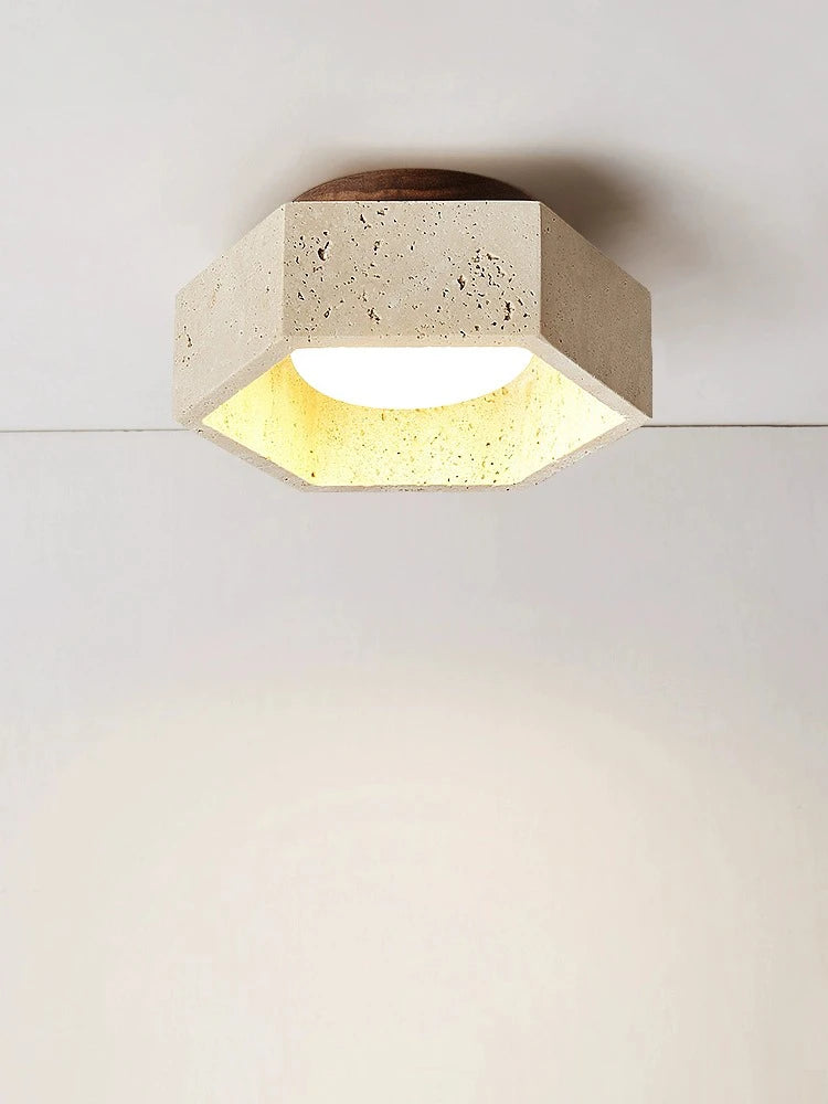 Modern travertine LED ceiling light for an elegant interior