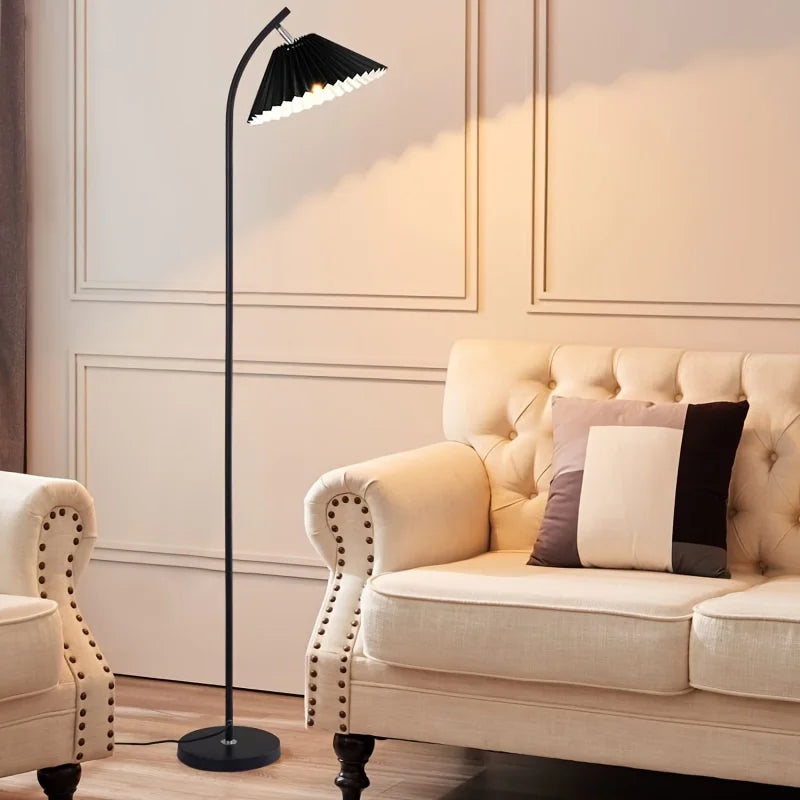 Modern Nordic floor lamp with pleated lampshade for interior decor