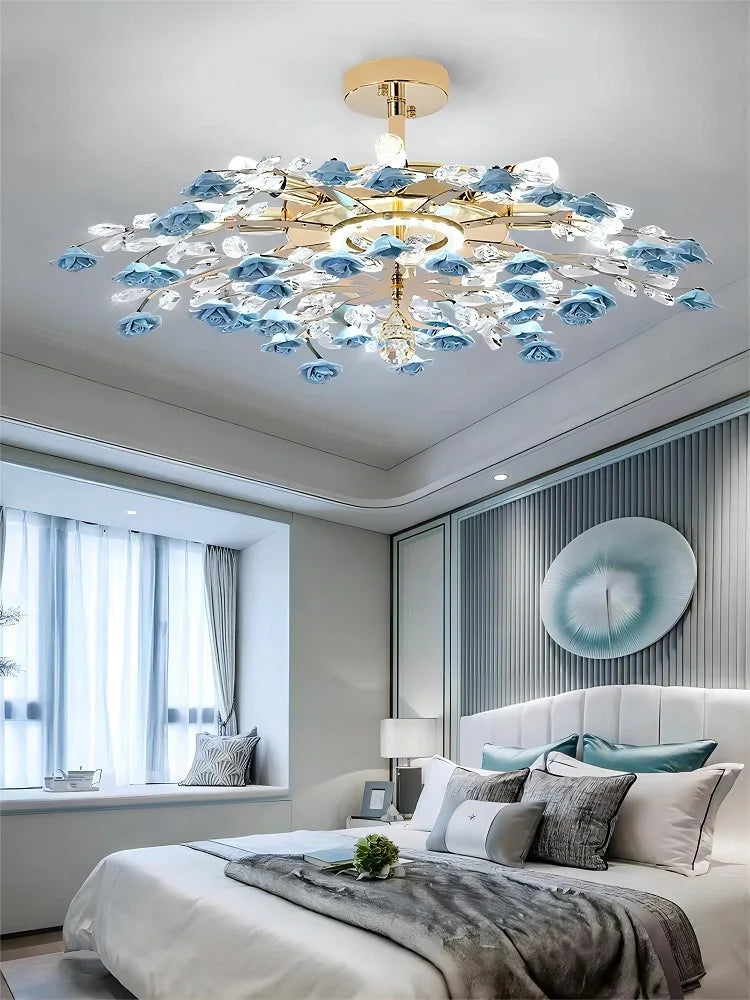 Modern ceramic and crystal ceiling light for elegant interiors - vue 3 sur 12
