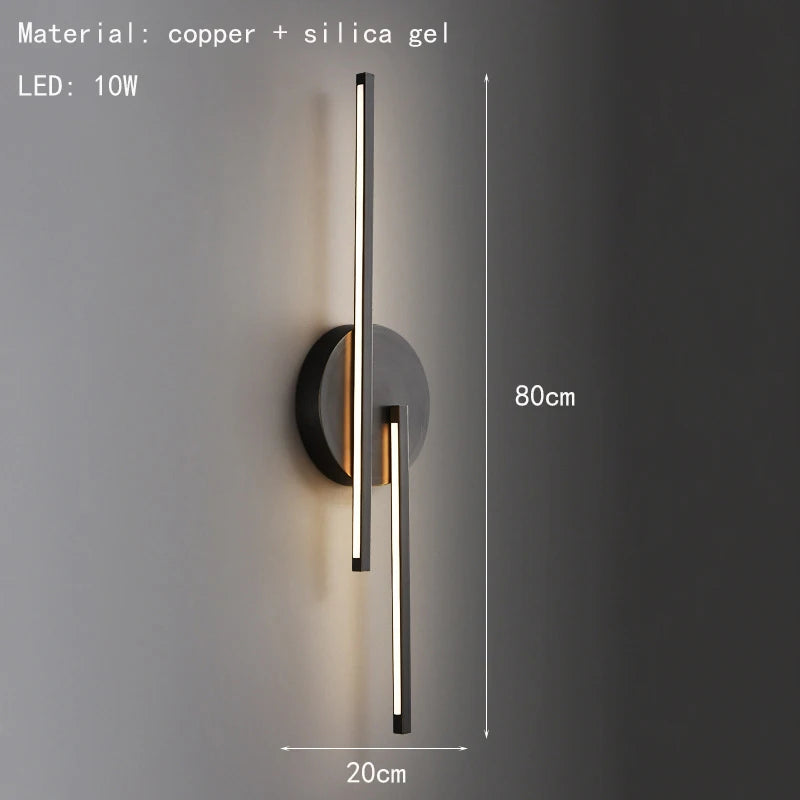 Modern minimalist brass LED wall light