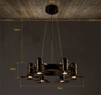 Vintage industrial chandelier with 6 heads for commercial spaces