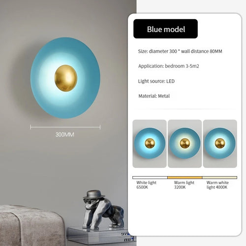 Modern round LED wall light for luxury interior decoration - vue 11 sur 11