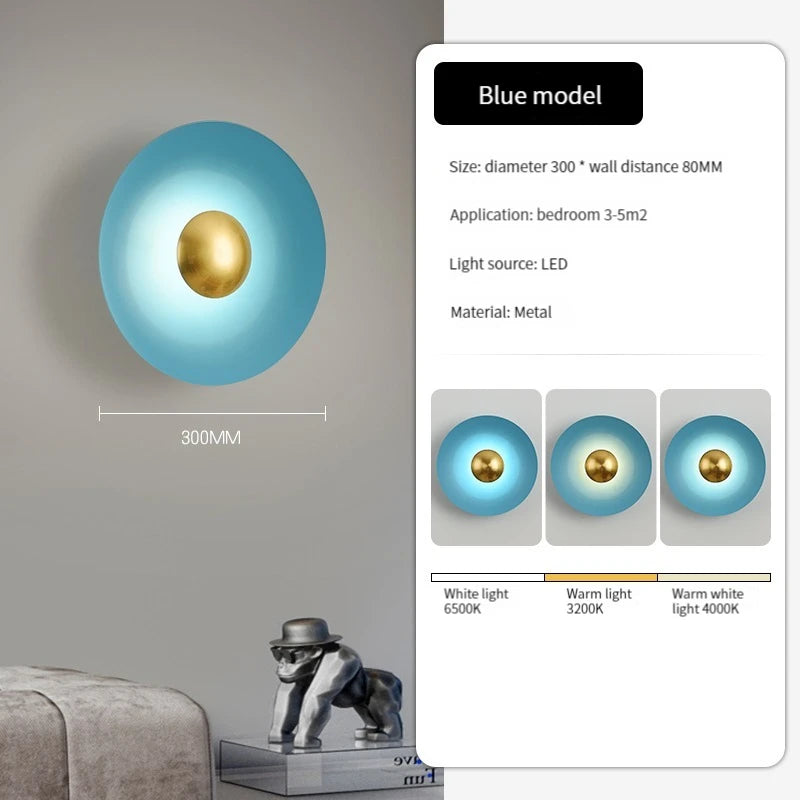 Modern round LED wall light for luxury interior decoration - vue 10 sur 11