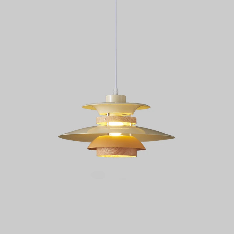 Modern umbrella-shaped chandelier with colourful light