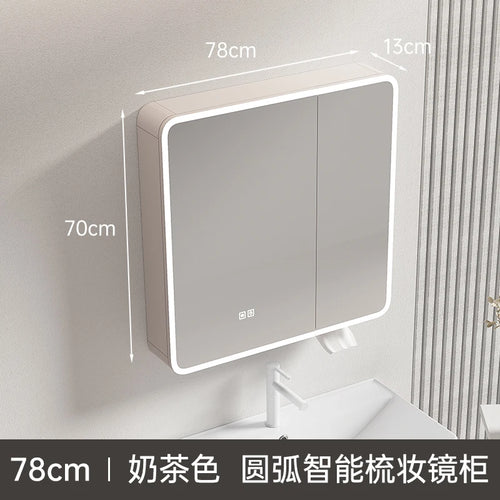 circular aluminum wardrobe with mirror, smart lighting and storage - vue 23 sur 32