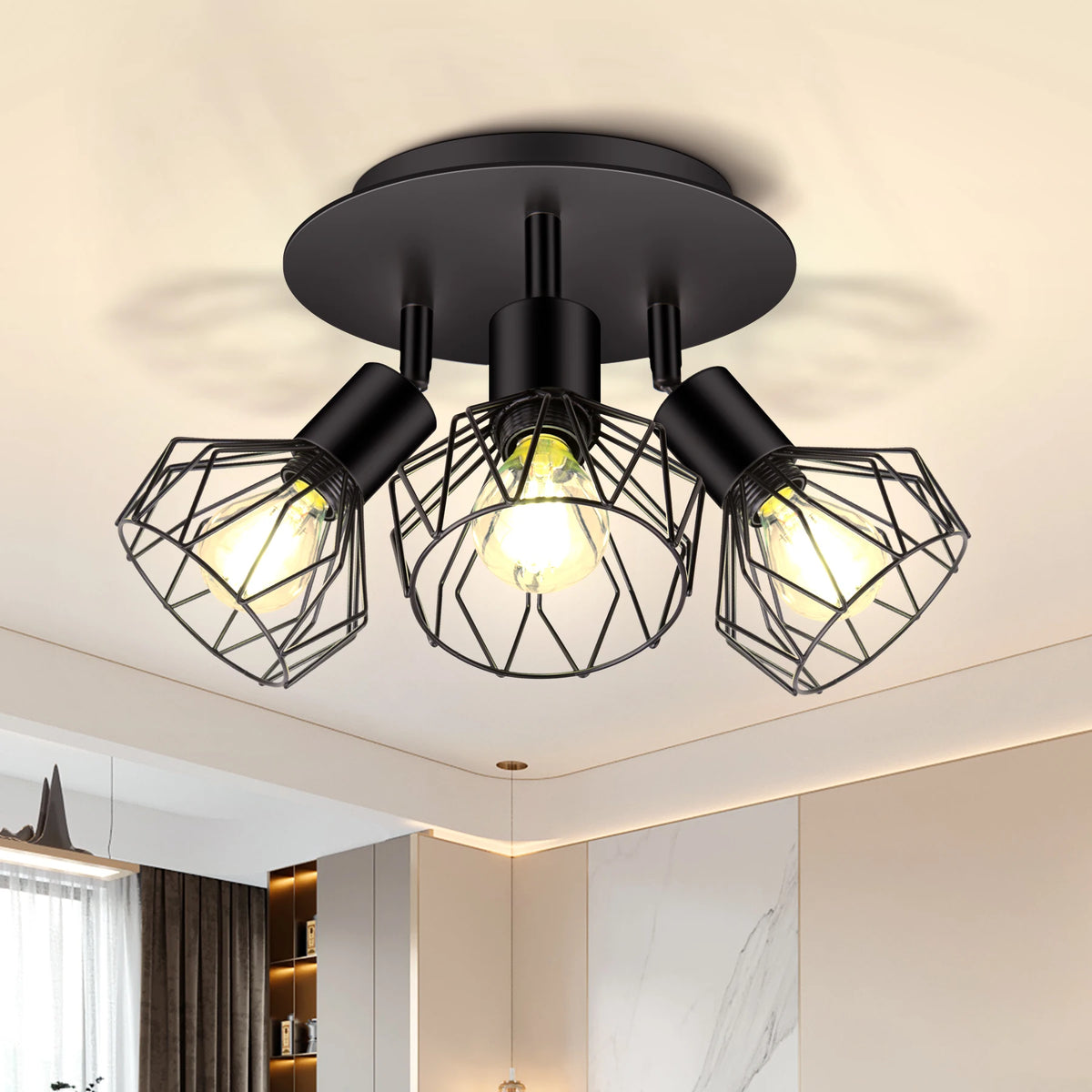 Adjustable LED ceiling spotlight in metal wire for indoor use