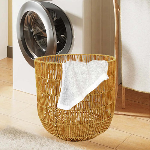 woven imitation rattan basket for toys and laundry - vue 4 sur 10