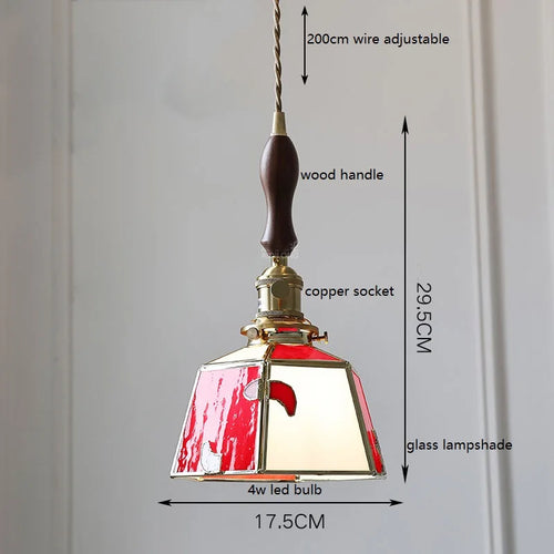 Nordic vintage handheld lamp with coloured glass and copper - vue 12 sur 29