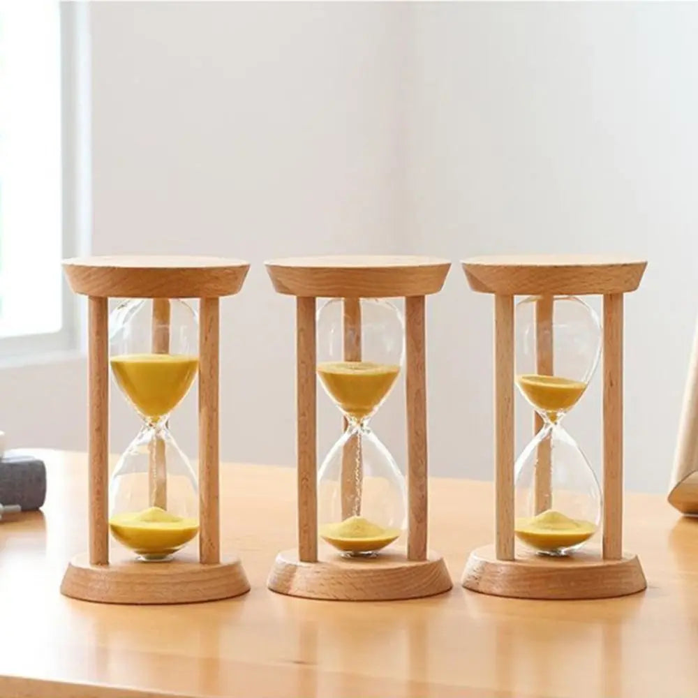 portable round wooden hourglass for children in five colors