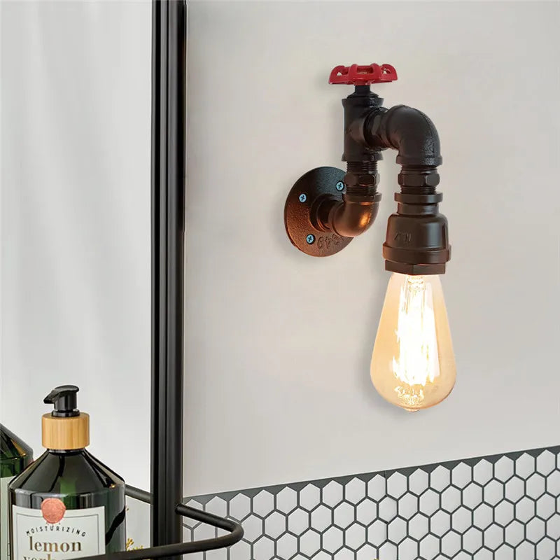 Vintage loft water pipe wall light