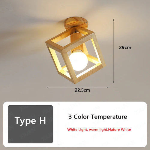Nordic wood ceiling light for hallway, entrance, balcony, corridor or cloakroom – LED, 3 colour temperatures - vue 14 sur 14