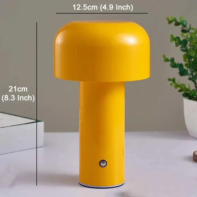 Rechargeable wireless mushroom table lamp with dimmer type-c