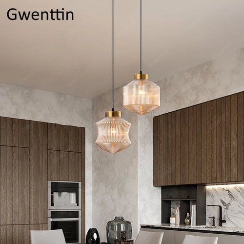 Tinted glass pendant light for modern interior decor - vue 6 sur 8