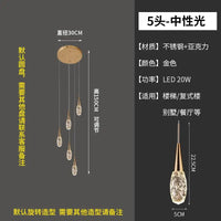 Modern luxury crystal duplex staircase chandelier with rotating design