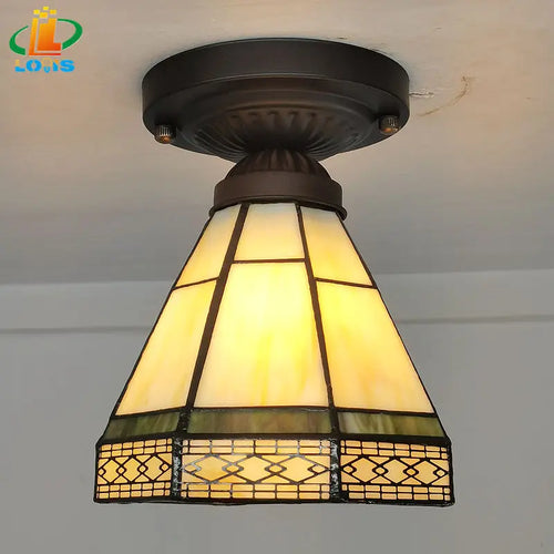Retro Tiffany glass ceiling light for elegant interiors