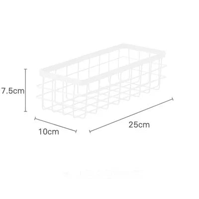 Metal Storage Basket, Black and White, Office Desktop, Cosmetic Sorting Baskets, Kitchen Seasoning Jar Organizer, Iron Box - vue 9 sur 10